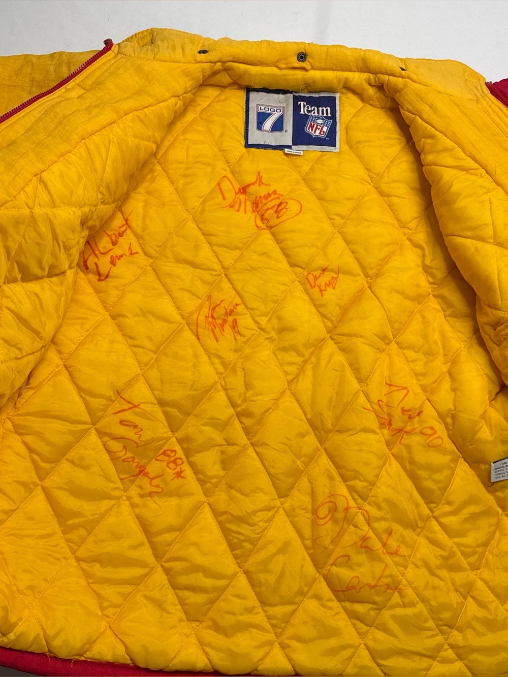 Vintage 1998 Chiefs Logo 7 Signed Jacket Derrick Thomas Tony Gonzalez Size M NFL - Picture 5 of 10